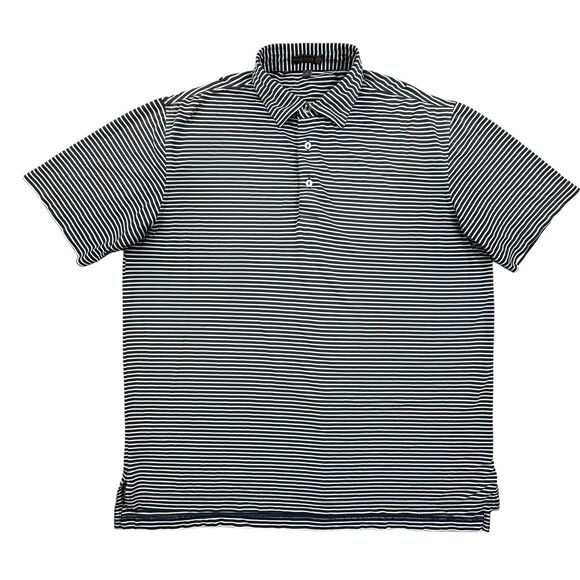 Peter Millar Summer Comfort Golf Polo Men L Blue Stripe Performance Stretch - Picture 2 of 8